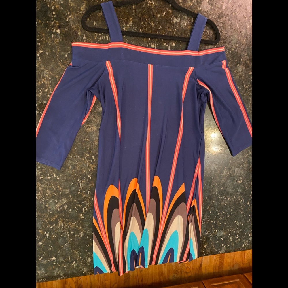 Navy cold shoulder dress